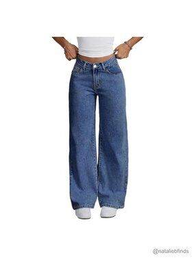 Plus Size Wide Leg Jeans Women Stretch High Waist Baggy Casual Boyfriend